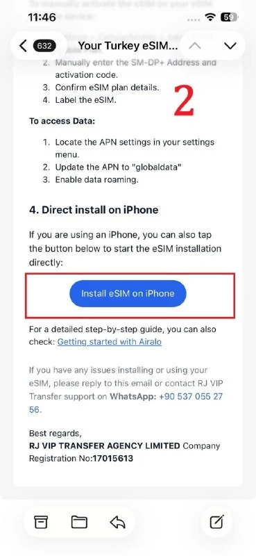 iPhone eSIM installation step 2