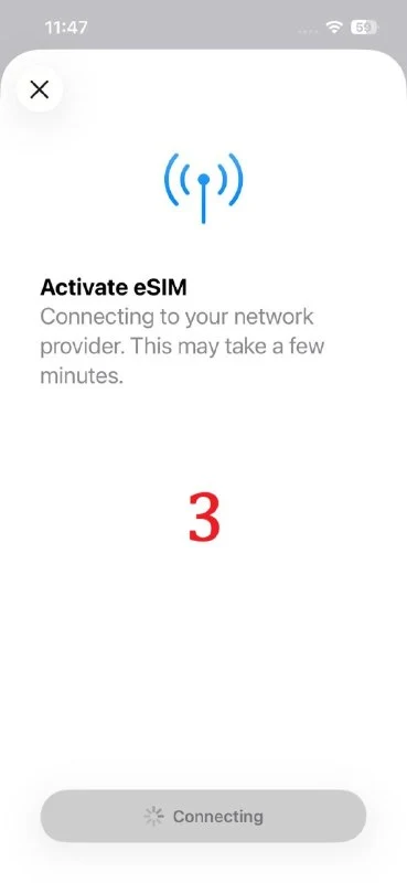 iPhone eSIM installation step 3